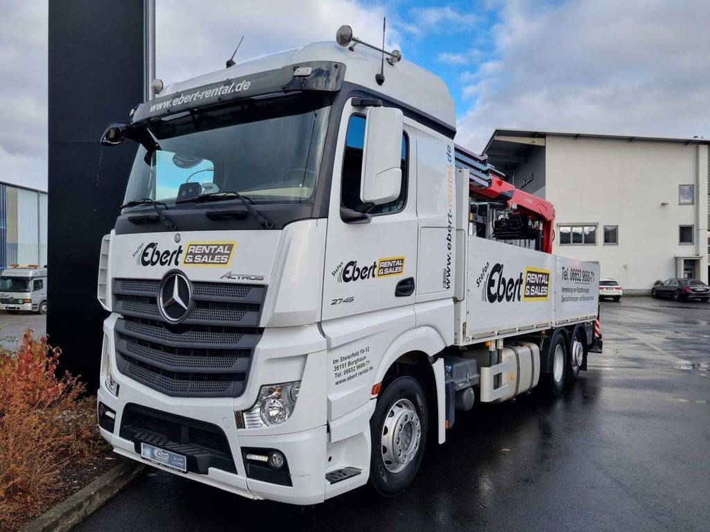 Mercedes-Benz Actros 2745 L 6x2 Baustoffpritsche+Kran Retarder - Camion plateau, Camion grue: photos 2 Mercedes-Benz Actros 2745 L 6x2 Baustoffpritsche+Kran Retarder - Camion plateau, Camion grue: photos 2