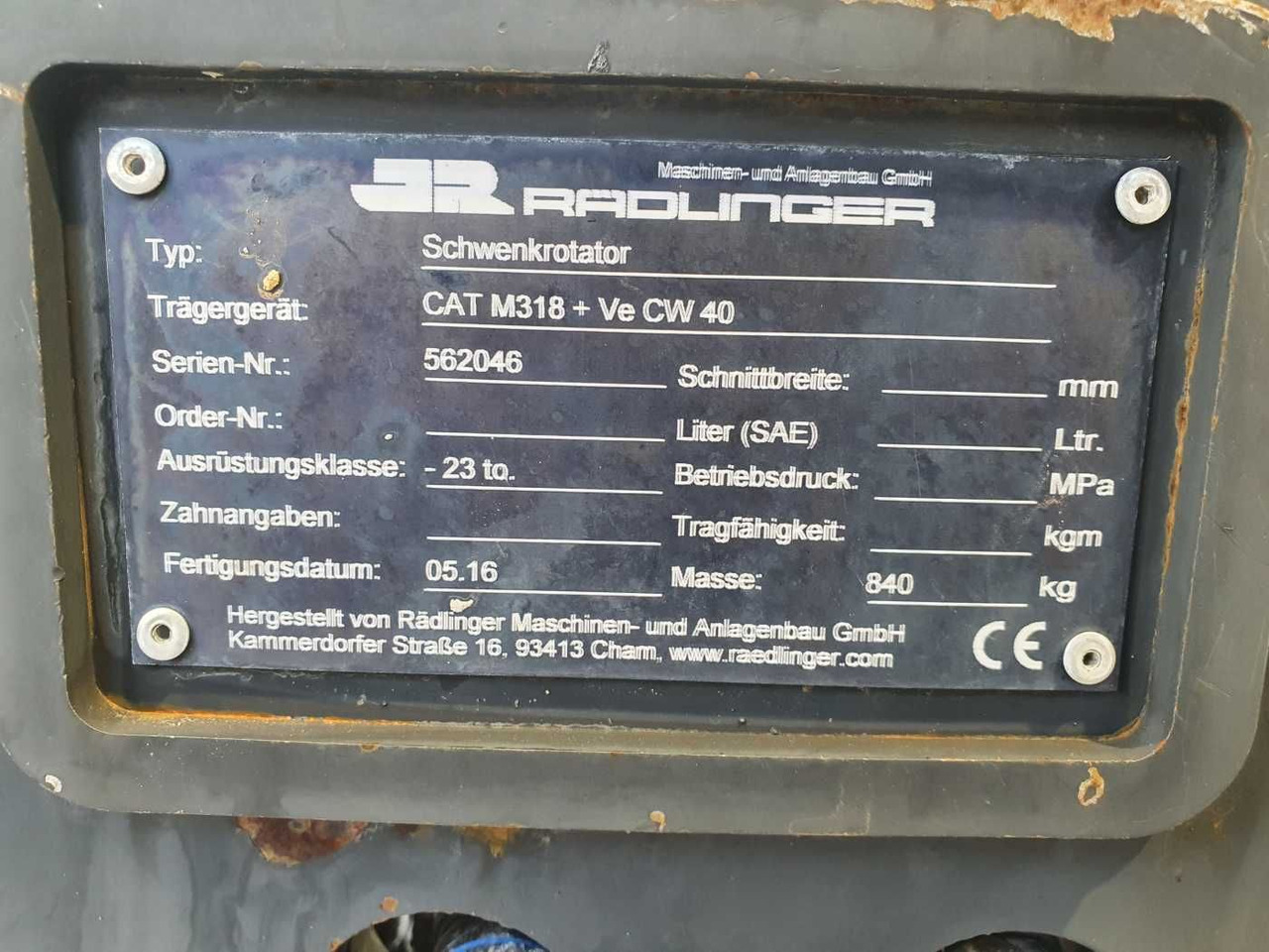 Tiltrotator Rädlinger Schwenkrotator CAT M318 / CW 40 / 2016: photos 11