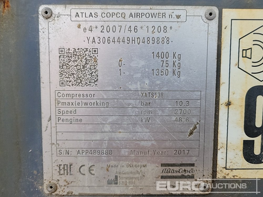 Compresseur d'air 2017 Atlas Copco XATS138: photos 26