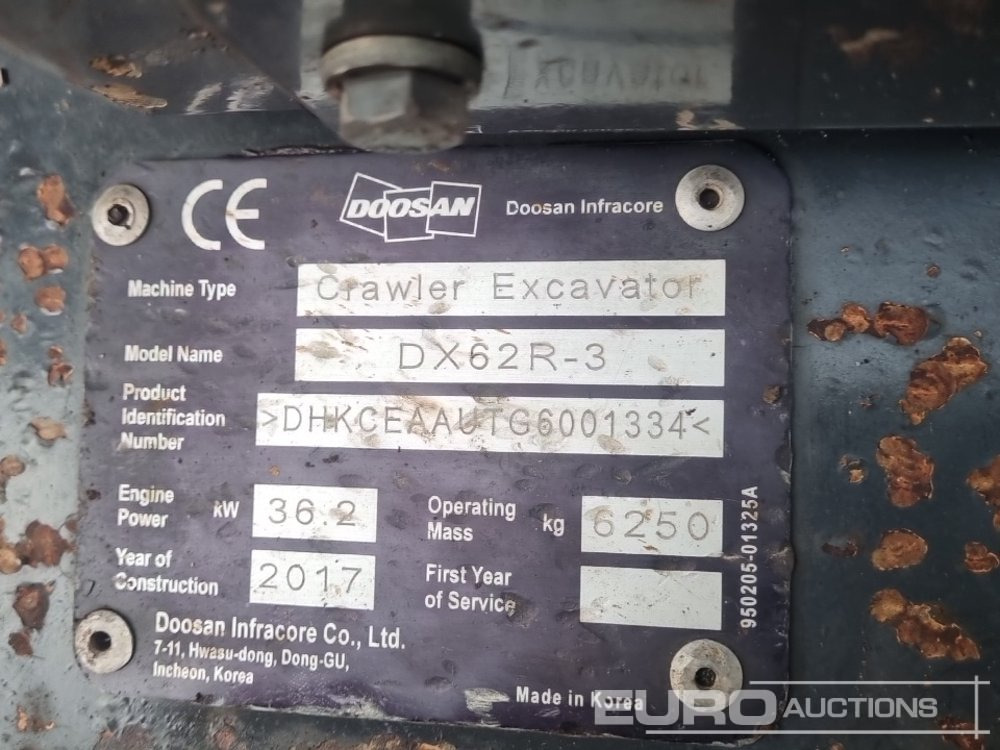 Mini pelle 2017 Doosan DX62R-3: photos 43