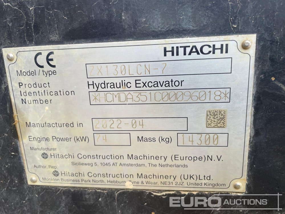 2022 Hitachi ZX130LCN-7 - Pelle sur chenille: photos 5 2022 Hitachi ZX130LCN-7 - Pelle sur chenille: photos 5