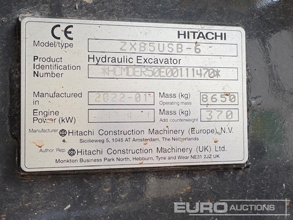2022 Hitachi ZX85USB-6 - Mini pelle: photos 4 2022 Hitachi ZX85USB-6 - Mini pelle: photos 4