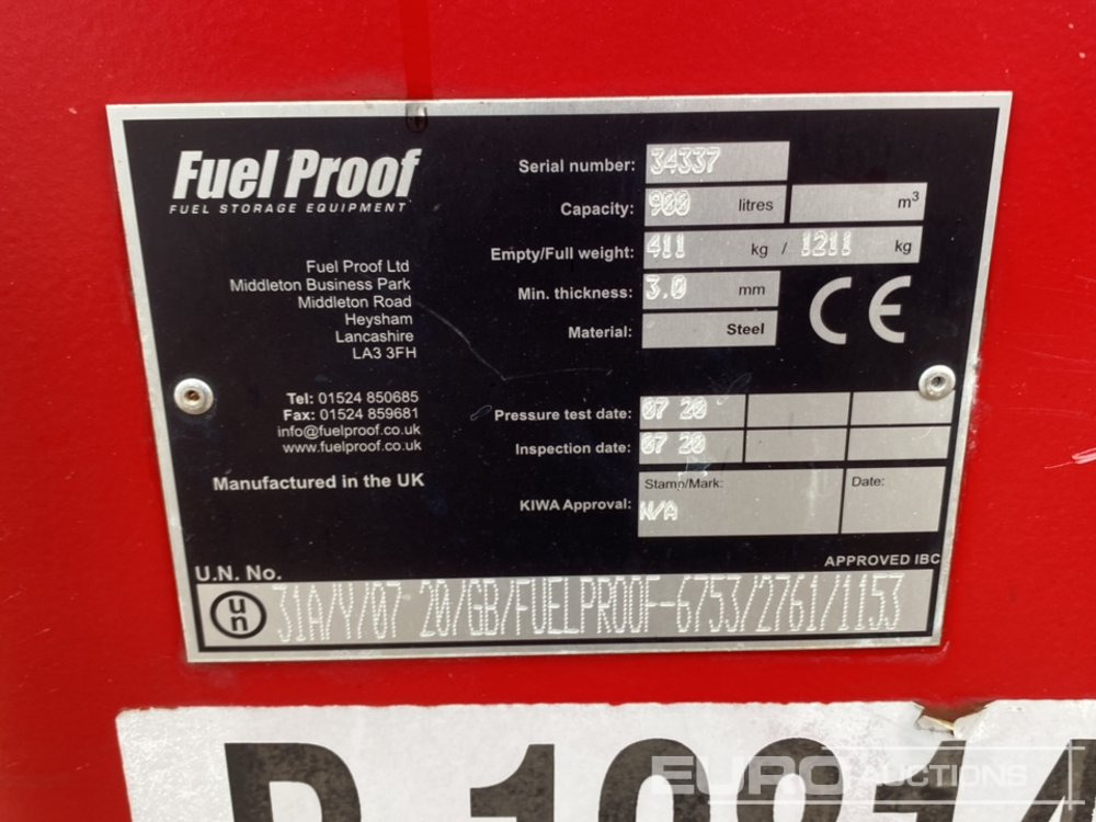 Cuve de stockage Fuel Proof 900Litre Static Fuel Bowser: photos 7