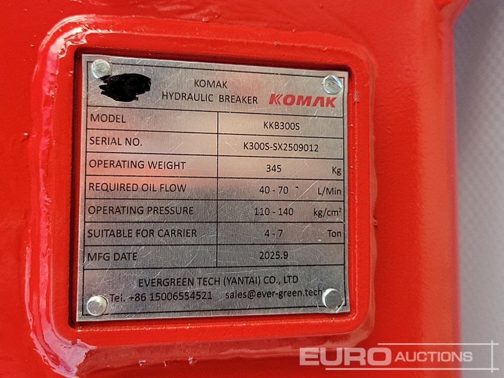 Marteau hydraulique Unused 2025 Komak KKB300S: photos 16 Marteau hydraulique Unused 2025 Komak KKB300S: photos 16