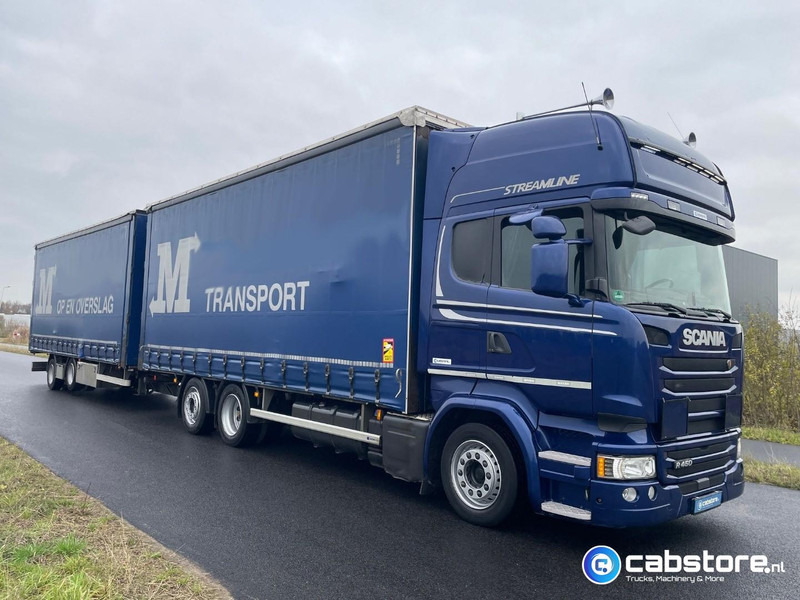 Scania R450 LB6X2MLB Euro 6 - Bouwjaar 2016 - Topline - Doorlaad-volume combi+ Wecon Middenas aanhangwagen - Good condition - Camion à rideaux coulissants: photos 1 Scania R450 LB6X2MLB Euro 6 - Bouwjaar 2016 - Topline - Doorlaad-volume combi+ Wecon Middenas aanhangwagen - Good condition - Camion à rideaux coulissants: photos 1