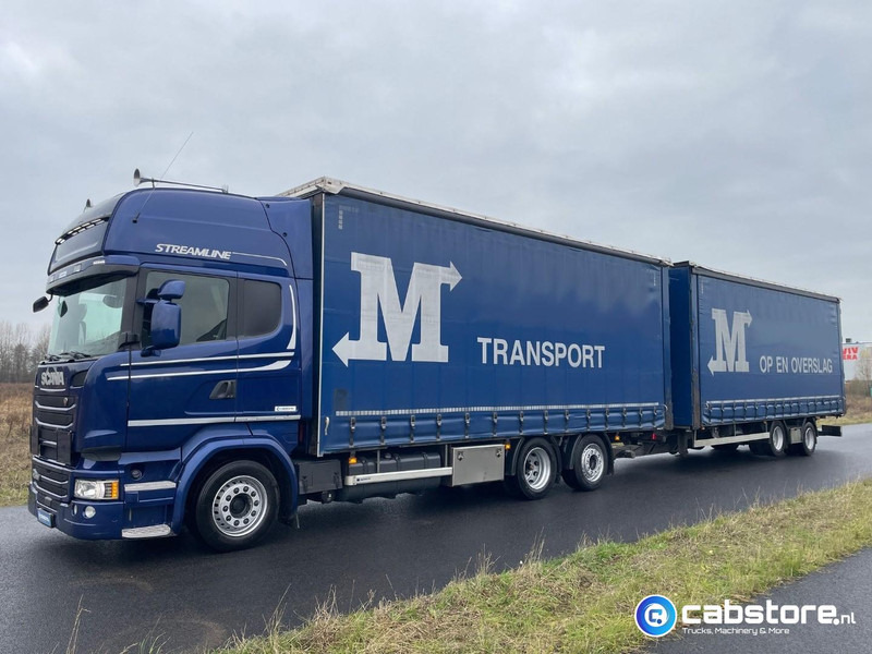 Scania R450 LB6X2MLB Euro 6 - Bouwjaar 2016 - Topline - Doorlaad-volume combi+ Wecon Middenas aanhangwagen - Good condition - Camion à rideaux coulissants: photos 2 Scania R450 LB6X2MLB Euro 6 - Bouwjaar 2016 - Topline - Doorlaad-volume combi+ Wecon Middenas aanhangwagen - Good condition - Camion à rideaux coulissants: photos 2
