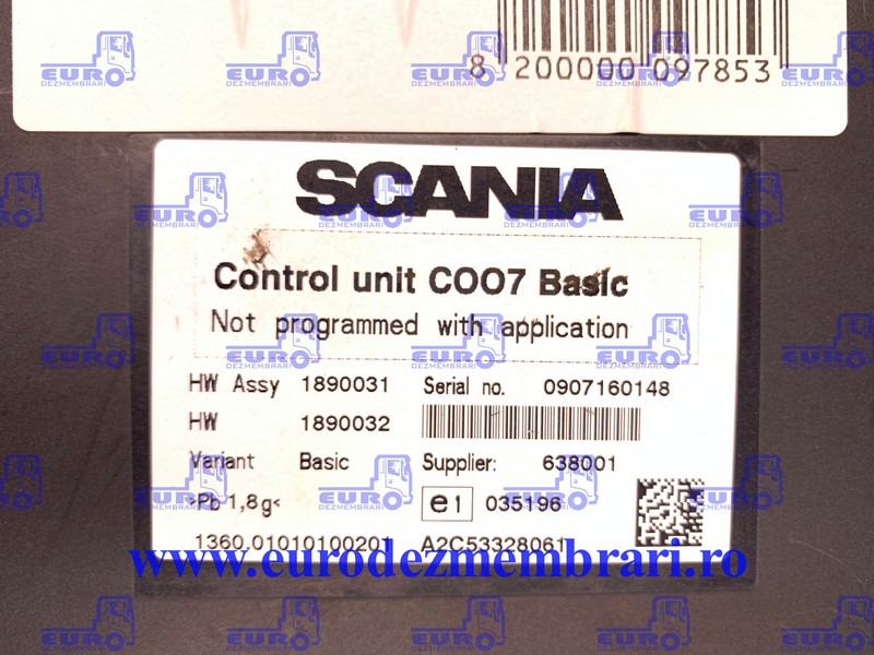 CALCULATOR COO7 SCANIA 1890031 - Bloc de gestion pour Camion: photos 2 CALCULATOR COO7 SCANIA 1890031 - Bloc de gestion pour Camion: photos 2