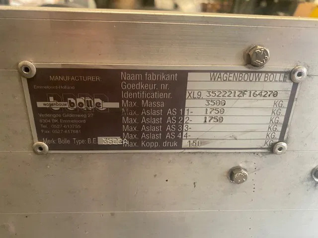 Diversen Bolle . 2 asser aanhangwagen voor kogelkoppeling 3500 kg - Remorque châssis: photos 5 Diversen Bolle . 2 asser aanhangwagen voor kogelkoppeling 3500 kg - Remorque châssis: photos 5